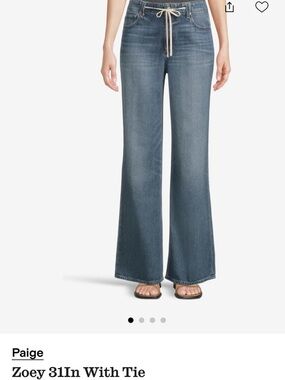 PAIGE Wide-Leg Tie-Waist Jeans in Faded Blue